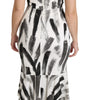 Dolce & Gabbana White Black Printed Sheath Midi Viscose Dress