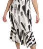 Dolce & Gabbana White Black Printed Sheath Midi Viscose Dress