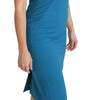 Dolce & Gabbana Blue Bodycon Sheath Knee Length Wool Dress
