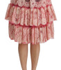 Dolce &amp; Gabbana Elegant Pink Lace High-Waist Skirt