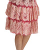 Dolce &amp; Gabbana Elegant Pink Lace High-Waist Skirt