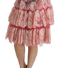 Dolce &amp; Gabbana Elegant Pink Lace High-Waist Skirt