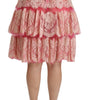 Dolce &amp; Gabbana Elegant Pink Lace High-Waist Skirt