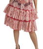 Dolce &amp; Gabbana Elegant Pink Lace High-Waist Skirt