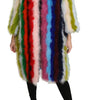 Dolce & Gabbana Multicolor Turkey Feather Cape Fur Coat