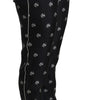 Dolce & Gabbana Black Printed Mid Waist Skinny Silk Pants