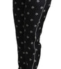 Dolce & Gabbana Black Printed Mid Waist Skinny Silk Pants