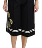 Dolce & Gabbana High Waist Palazzo Cropped Pants in Black Lemon