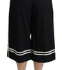 Dolce & Gabbana High Waist Palazzo Cropped Pants in Black Lemon