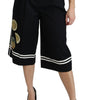 Dolce & Gabbana High Waist Palazzo Cropped Pants in Black Lemon