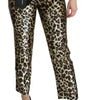 Dolce & Gabbana Brown Leopard Sequined High Waist Pants