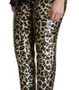 Dolce & Gabbana Brown Leopard Sequined High Waist Pants