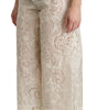 Dolce & Gabbana Cream Lace High Waist Palazzo Cropped Pants