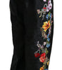 Dolce & Gabbana Black Brocade Floral Sequined Beaded Pants