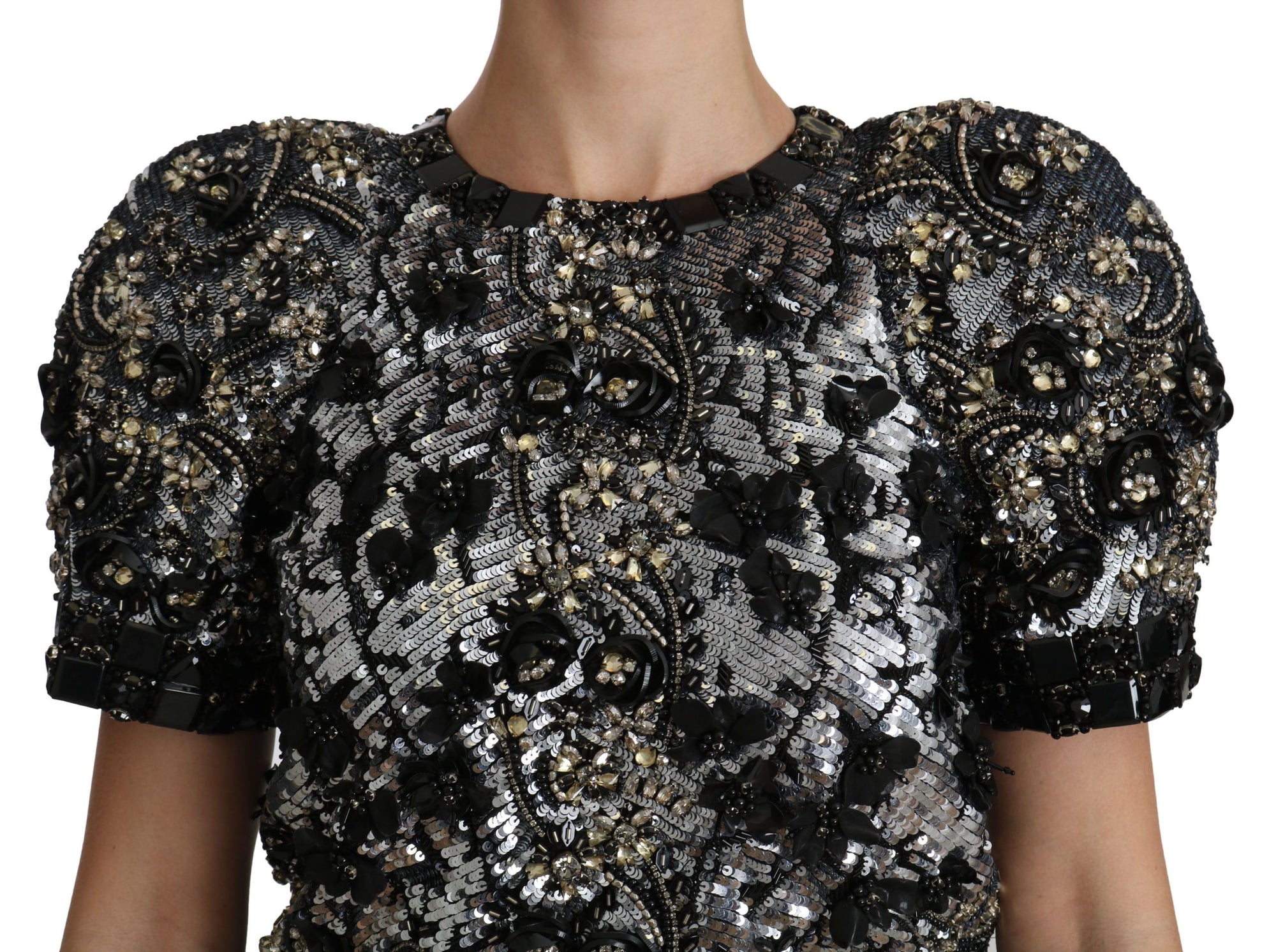 Dolce &amp; Gabbana Haut ras du cou orné de cristaux et de paillettes
