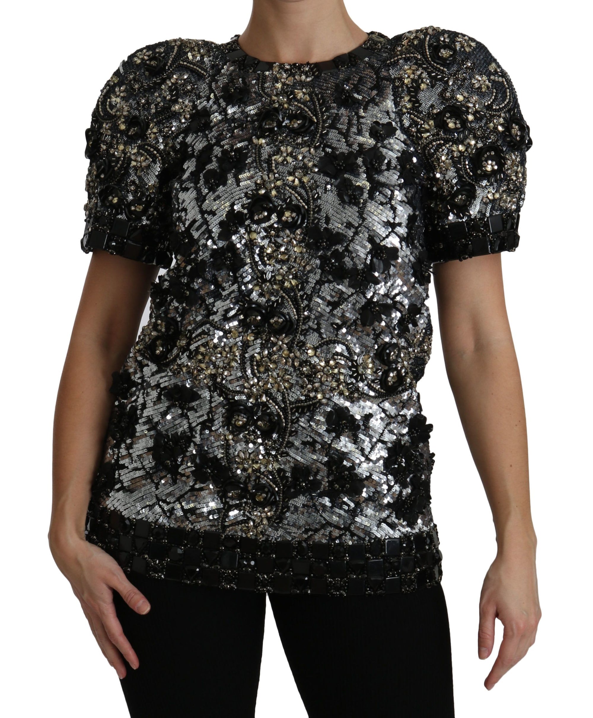 Dolce &amp; Gabbana Haut ras du cou orné de cristaux et de paillettes
