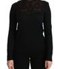 Dolce & Gabbana Black Silk Lace Crew Neck Long Sleeve Blouse