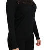 Dolce & Gabbana Black Silk Lace Crew Neck Long Sleeve Blouse