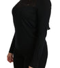 Dolce & Gabbana Black Silk Lace Crew Neck Long Sleeve Blouse