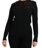 Dolce & Gabbana Black Silk Lace Crew Neck Long Sleeve Blouse