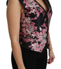 Dolce & Gabbana Black Pink Floral Waistcoat Vest Blouse Top