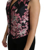 Dolce & Gabbana Black Pink Floral Waistcoat Vest Blouse Top