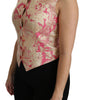Dolce & Gabbana Pink Gold Brocade Waistcoat Vest Blouse Top