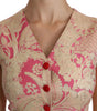 Dolce & Gabbana Pink Gold Brocade Waistcoat Vest Blouse Top