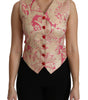 Dolce & Gabbana Pink Gold Brocade Waistcoat Vest Blouse Top