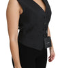 Dolce & Gabbana Black Dotted Waistcoat Vest Blouse Top