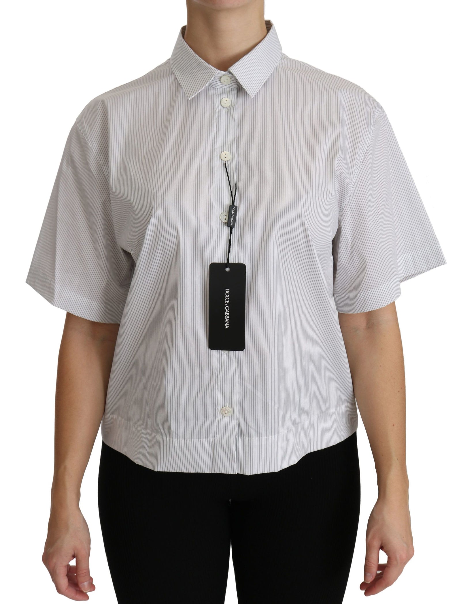 Polo élégant en coton blanc Dolce & Gabbana
