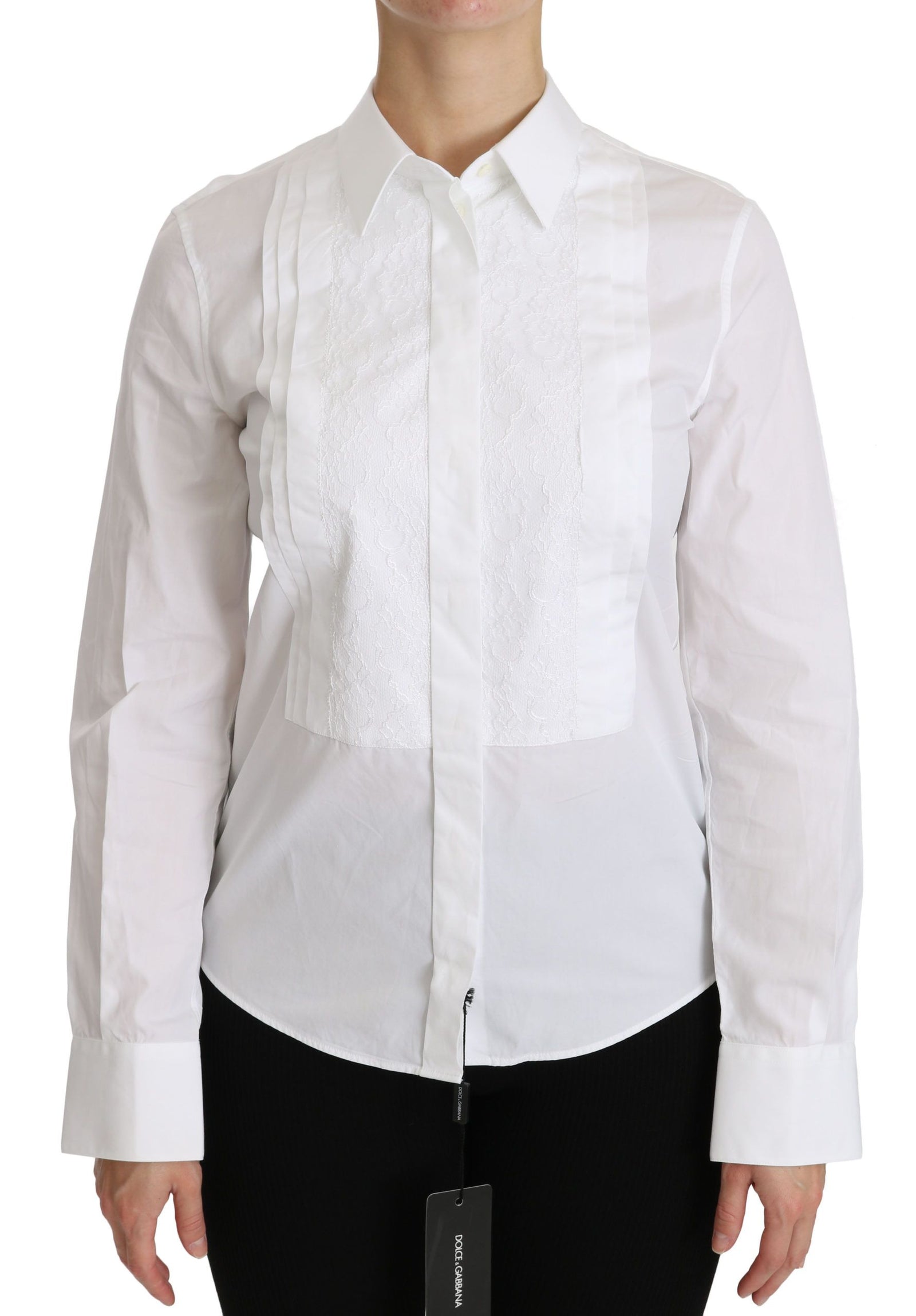 Polo élégant à manches longues et col blanc Dolce & Gabbana