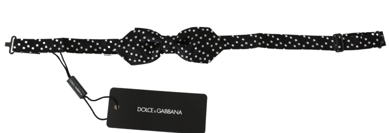 Dolce &amp; Gabbana Elegant Black Polka Dot Silk Bow Tie
