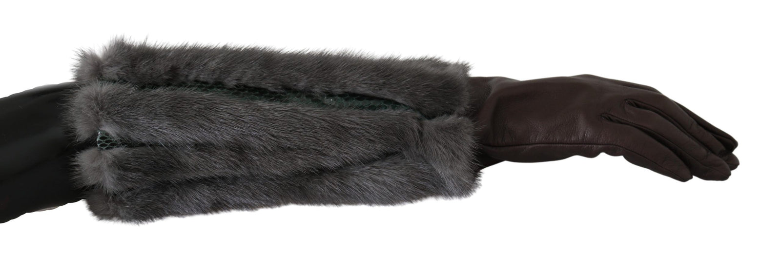 Gants élégants mi-manches en cuir marron Dolce &amp; Gabbana
