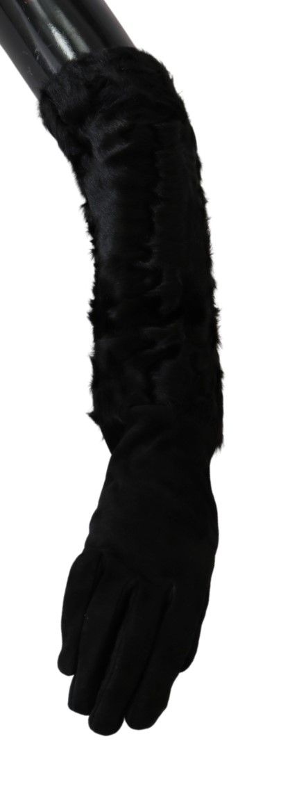 Gants élégants en daim Dolce &amp; Gabbana jusqu'aux coudes