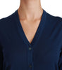 Dolce & Gabbana Blue Button Cardigan Virgin Wool Sweater