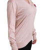 Dolce & Gabbana Pink Floral Embellished Pullover Silk Sweater