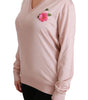 Dolce & Gabbana Pink Floral Embellished Pullover Silk Sweater
