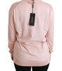 Dolce & Gabbana Pink Floral Embellished Pullover Silk Sweater