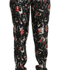 Dolce & Gabbana Black Silk Instrument Mid Waist Pants