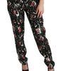 Dolce & Gabbana Black Silk Instrument Mid Waist Pants