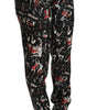 Dolce & Gabbana Black Silk Instrument Mid Waist Pants