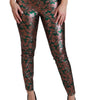 Dolce & Gabbana Green Bronze Leaf Tights Skinny Pants