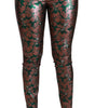 Dolce & Gabbana Green Bronze Leaf Tights Skinny Pants
