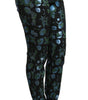 Dolce & Gabbana Blue Green Floral Metallic Slim Pants
