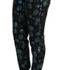 Dolce & Gabbana Blue Green Floral Metallic Slim Pants