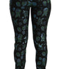 Dolce & Gabbana Blue Green Floral Metallic Slim Pants