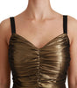 Dolce & Gabbana Gold Metallic Stretch Bodycon Ruched Dress