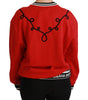Dolce & Gabbana Red Queen Sequined Love Pullover Sweater