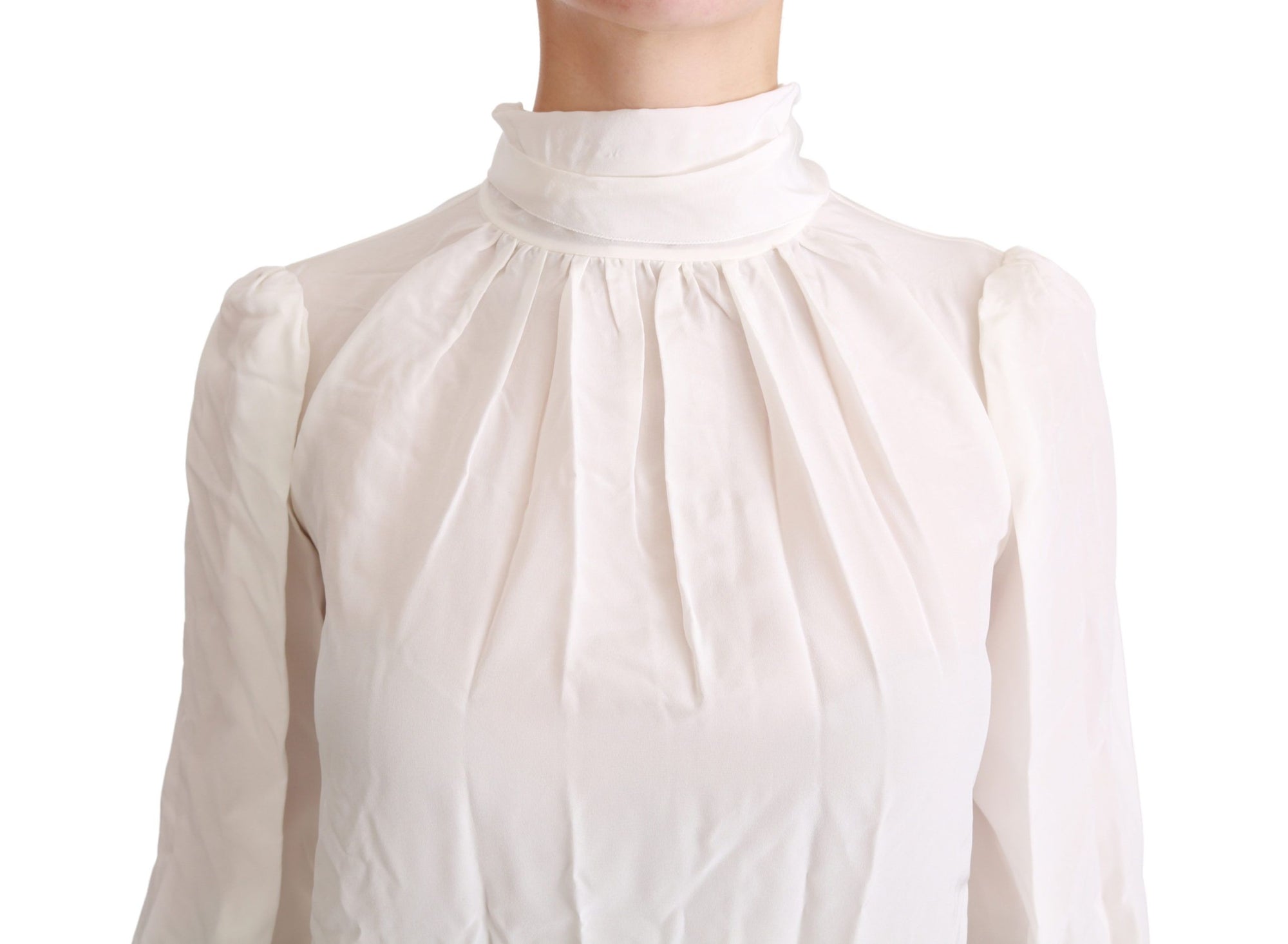 Dolce &amp; Gabbana Élégant chemisier à col roulé en soie blanche